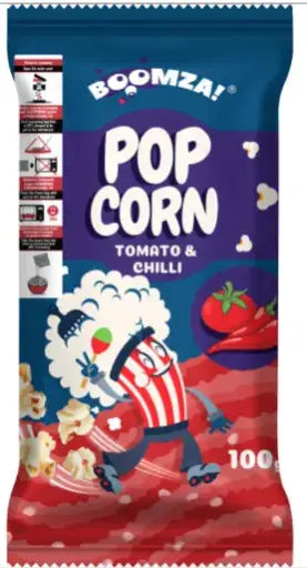 BOOMZA Palomitas para microondas sabor tomate y chili 100 g (1x20)