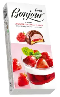 BONJOUR KONTI Glassed dessert with flavor of strawberry 232 g (1X9)